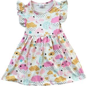 Little Girl Dress Toddler Cap Sleeve Cloud Rain Moon Heart Weather Star Party